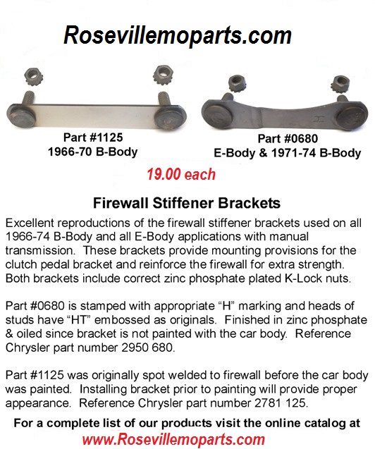 NEW 1966-70 B-Body Clutch Pedal Support Bracket 